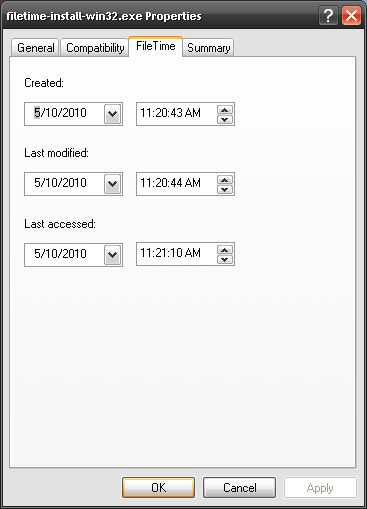 window to edit file created, modified, last accessed date/time