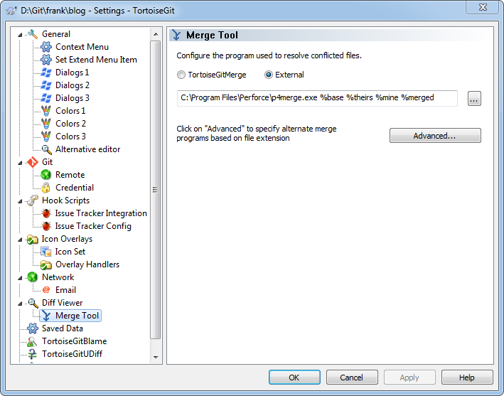 TortoiseGit Merge Tool settings